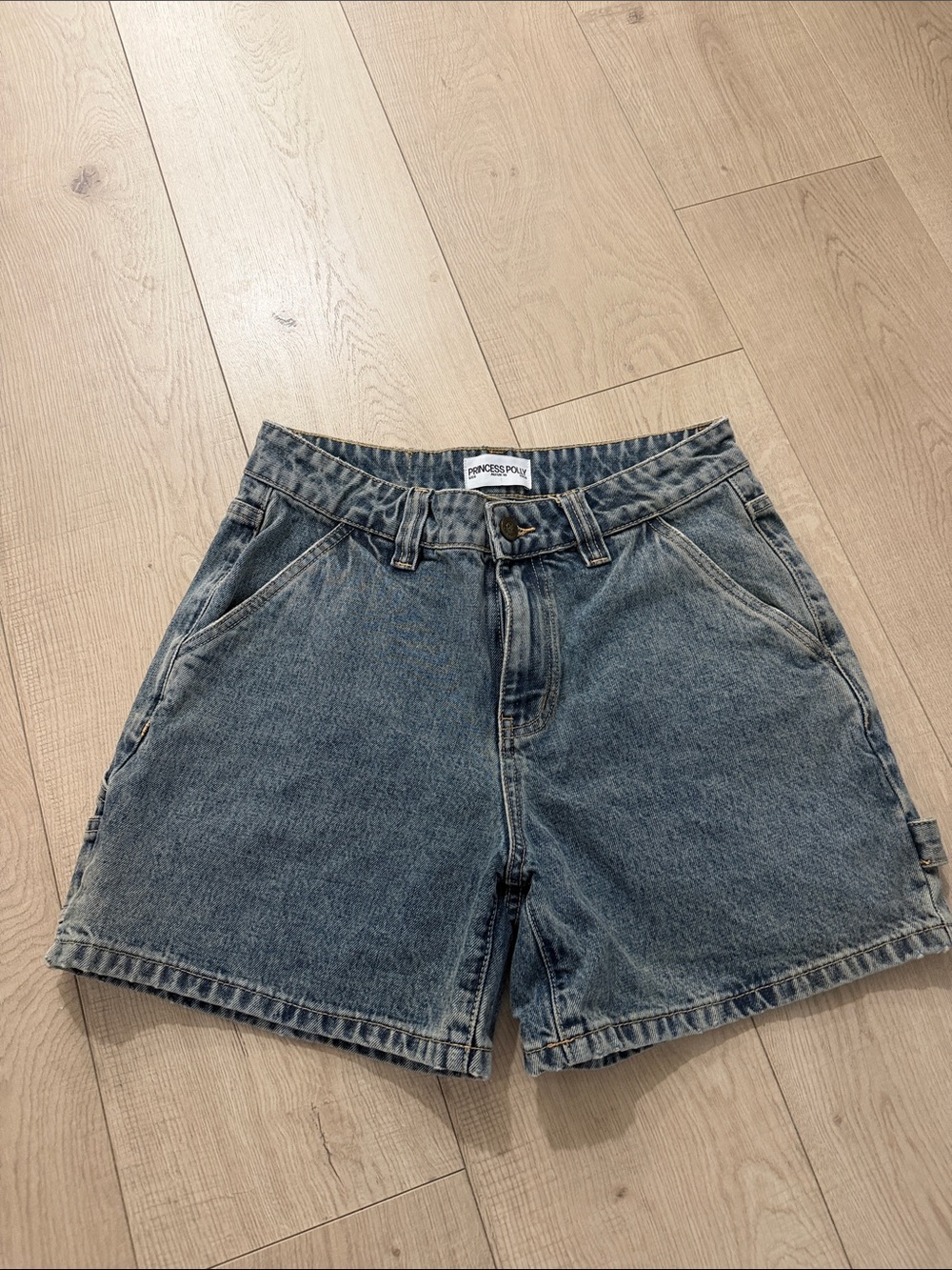 Princess Polly Washed Blue High-Rise Denim Shorts